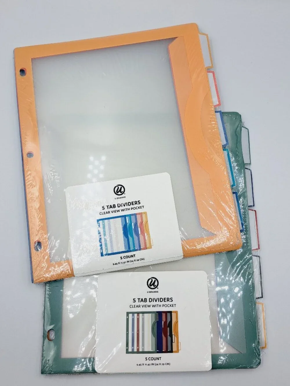 2 Packs, UBrands 5pk Tabbed Divider Single Pocket Clear View Binder Organization